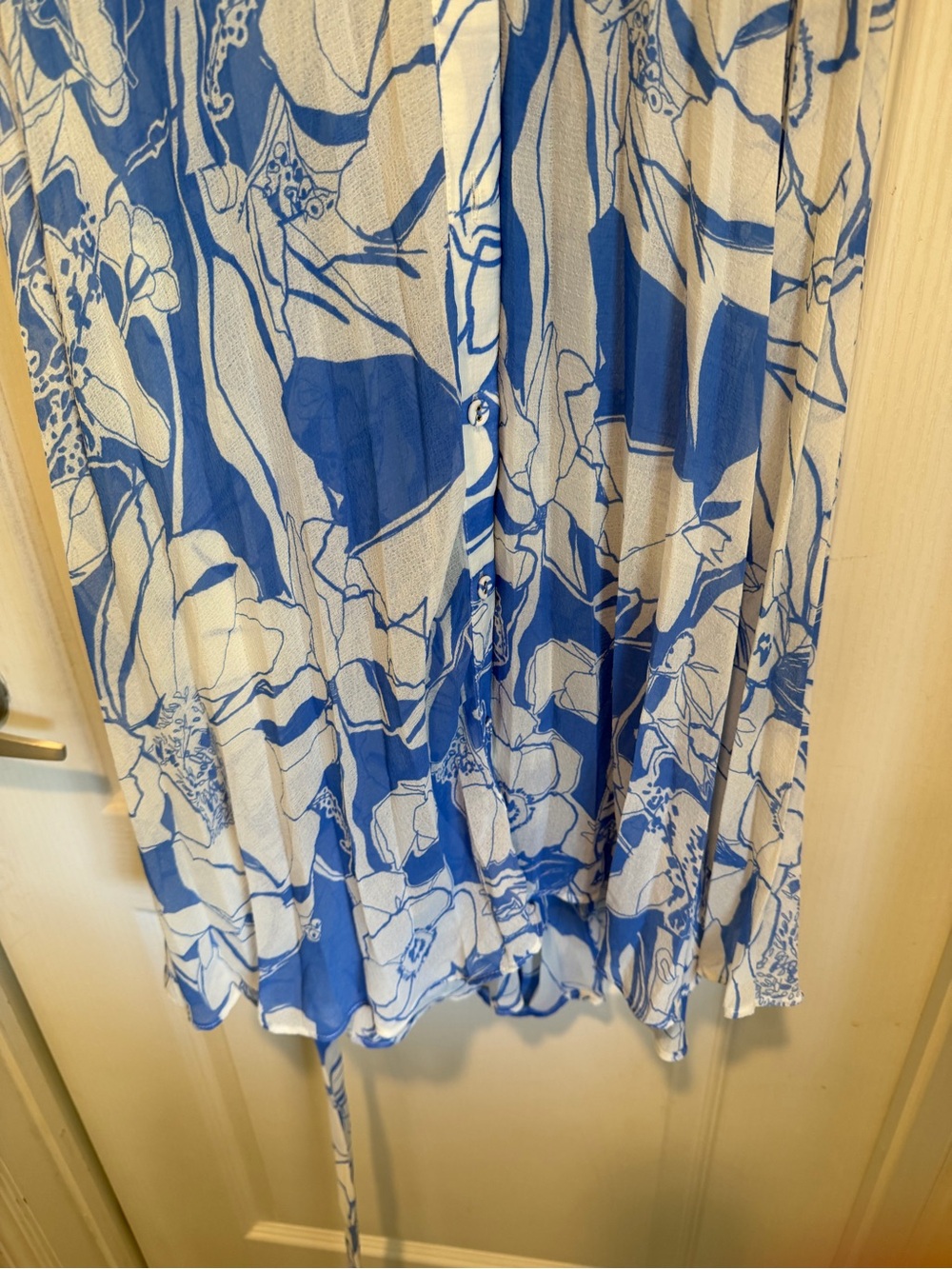 Anthropologie White and Blue Floral Printed Midi Dress - Picture 3 of 4